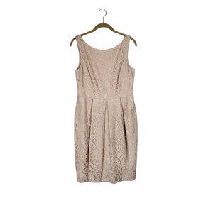 Eliza J Lace Cocktail Dress Sleeveless Beige Gold Neutral Sheath Womens Size 8
